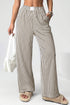 Vertical Stripe Elastic High Waist Pocketed Wide Leg Pants